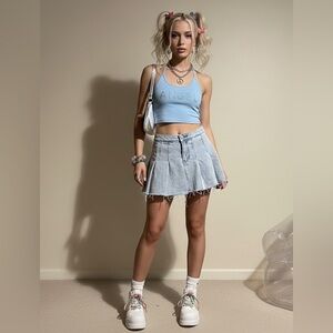 PacSun Pleated Denim Mini Skirt Size 27 ,Y2k